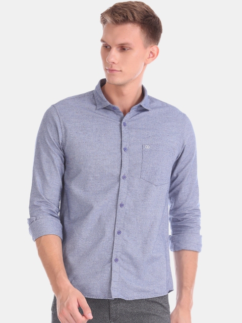 

Ruggers Men Blue Regular Fit Self Design Casual Shirt