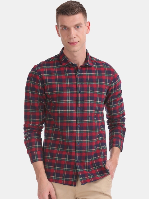 

Ruggers Men Red & Blue Regular Fit Checked Casual Shirt