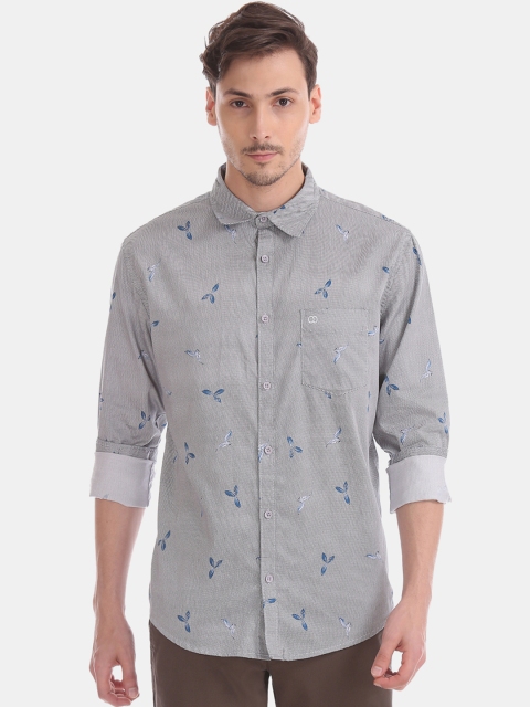 

Ruggers Men Grey Regular Fit Printed Casual Shirt