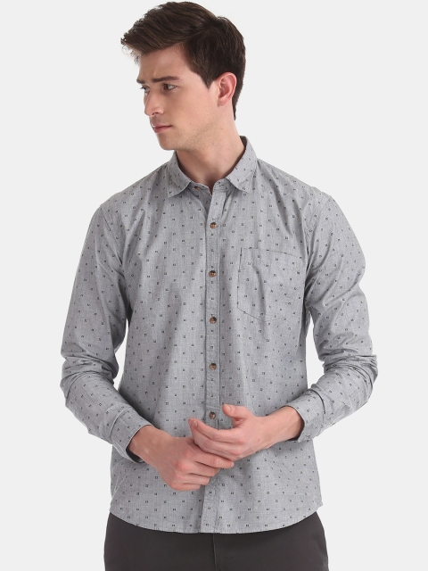 

Ruggers Men Grey Regular Fit Printed Casual Shirt