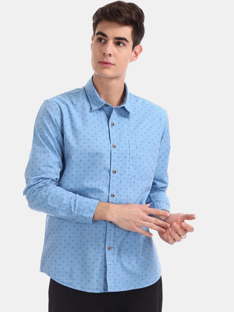 

Ruggers Men Blue Regular Fit Printed Casual Shirt