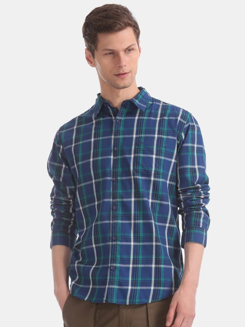 

Ruggers Men Blue & Off-White Regular Fit Checked Casual Shirt