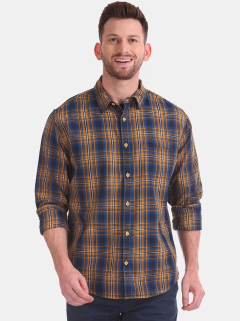 

Ruggers Men Yellow & Blue Regular Fit Checked Casual Shirt