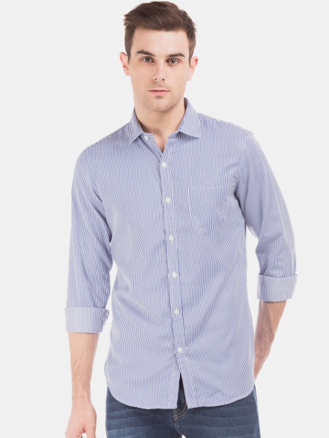 

Excalibur Men Blue & White Slim Fit Striped Casual Shirt