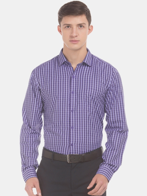 

Excalibur Men Purple Regular Fit Checked Formal Shirt