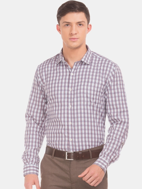 

Excalibur Men Pink & White Regular Fit Checked Formal Shirt