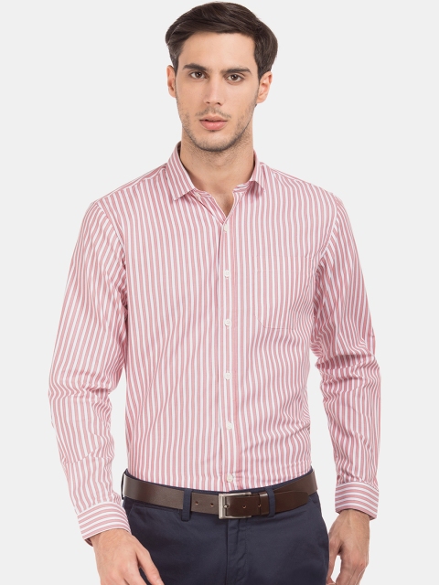 

Excalibur Men Red & White Regular Fit Striped Formal Shirt