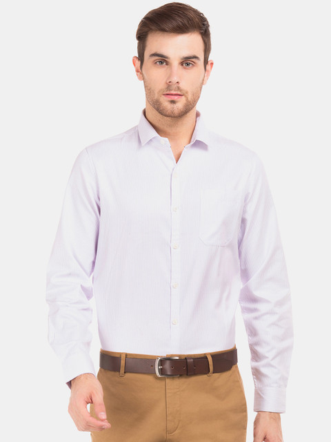 

Excalibur Men Purple & White Slim Fit Striped Formal Shirt