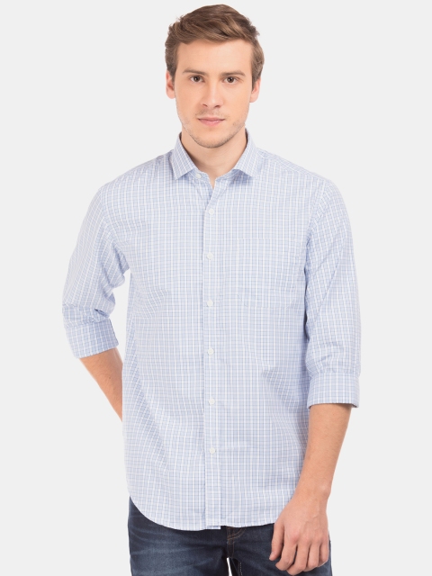 

Excalibur Men Blue & White Regular Fit Checked Casual Shirt