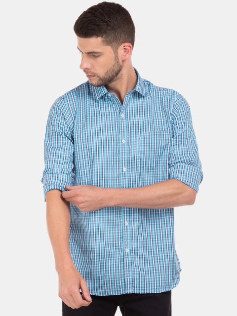 

Excalibur Men Blue & White Slim Fit Checked Casual Shirt