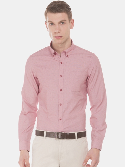 

Excalibur Men Rose Pink Slim Fit Self Design Jacquard Formal Shirt