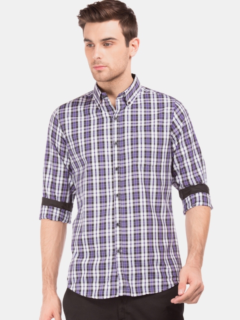 

Excalibur Men Purple & White Slim Fit Checked Casual Shirt