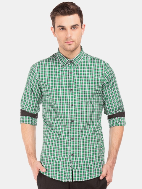 

Excalibur Men Green & White Slim Fit Checked Casual Shirt