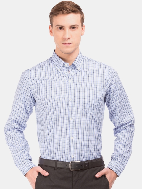 

Excalibur Men Blue & White Slim Fit Checked Casual Shirt
