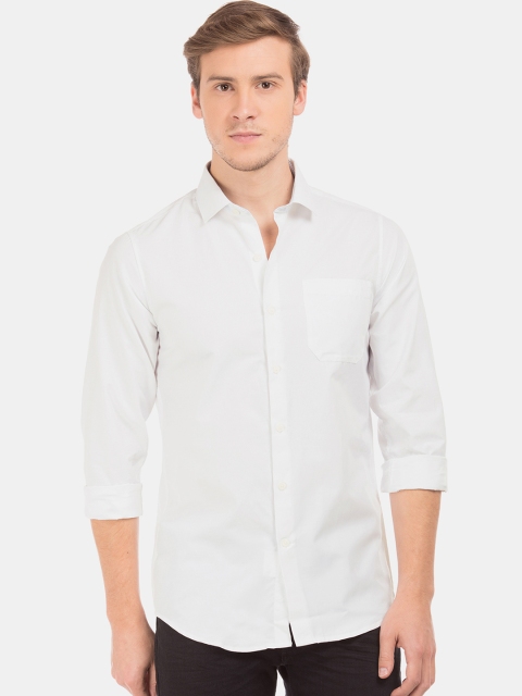

Excalibur Men White Slim Fit Solid Casual Shirt