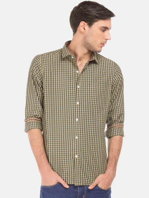 

Excalibur Men Green & Beige Slim Fit Checked Casual Shirt