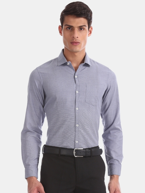 

Excalibur Men Blue Slim Fit Self Design Formal Shirt