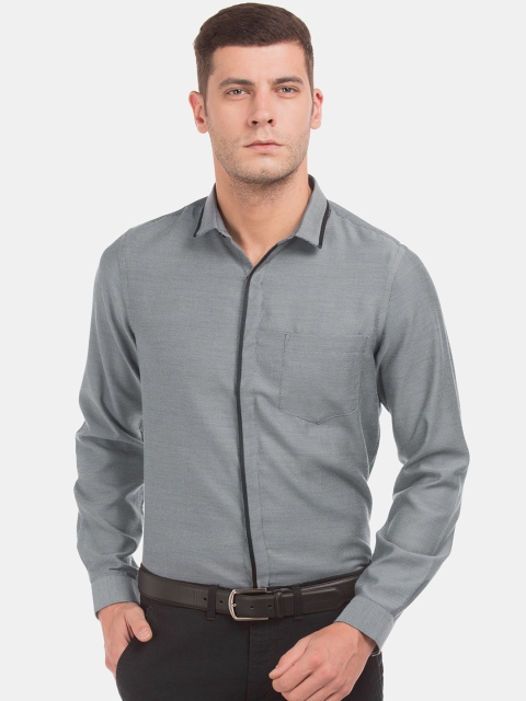 

Excalibur Men Grey Slim Fit Self Design Formal Shirt