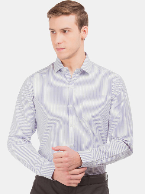 

Excalibur Men Blue & White Slim Fit Striped Formal Shirt