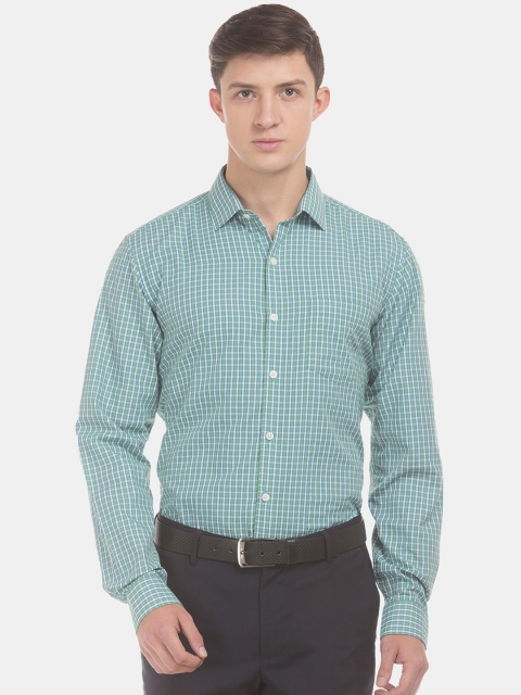 

Excalibur Men Green Regular Fit Checked Formal Shirt