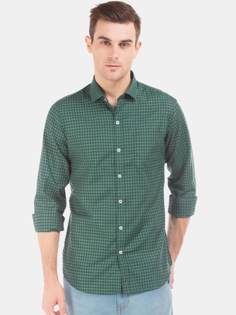 

Excalibur Men Green Slim Fit Checked Casual Shirt