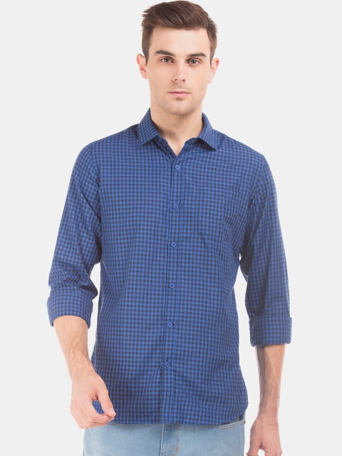

Excalibur Men Blue & Black Slim Fit Checked Casual Shirt