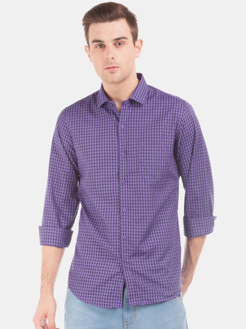 

Excalibur Men Purple Slim Fit Checked Casual Shirt