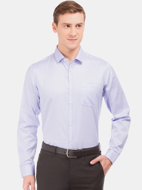 

Excalibur Men Lavender & White Slim Fit Striped Formal Shirt