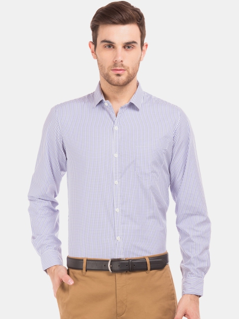 

Excalibur Men Blue & White Slim Fit Checked Formal Shirt