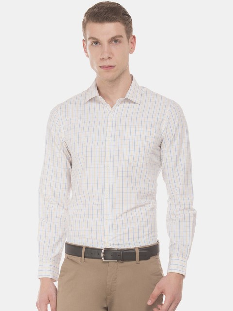

Excalibur Men White & Blue Slim Fit Checked Formal Shirt