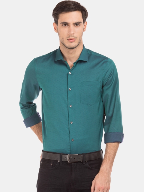 

Excalibur Men Teal Blue Slim Fit Self Design Formal Shirt