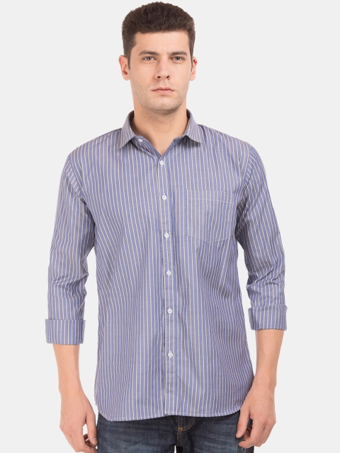 

Excalibur Men Blue & Beige Slim Fit Striped Casual Shirt