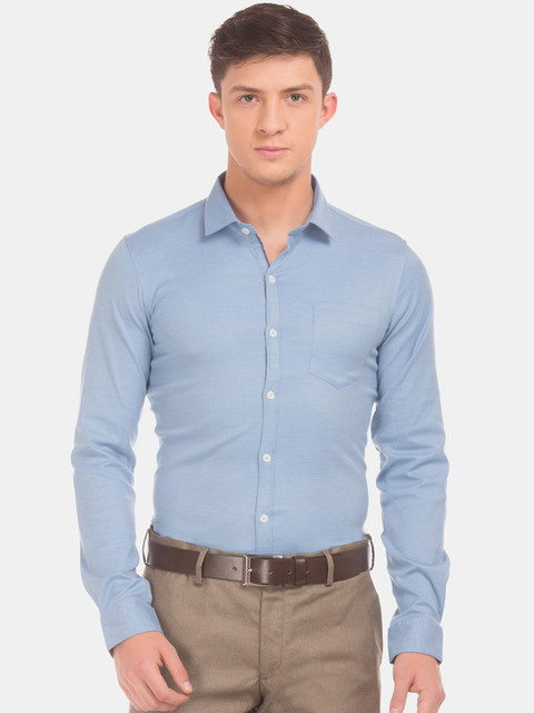 

Excalibur Men Blue Slim Fit Self Design Casual Shirt