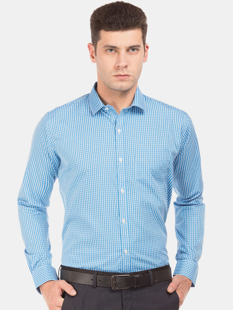 

Excalibur Men Blue Slim Fit Checked Formal Shirt