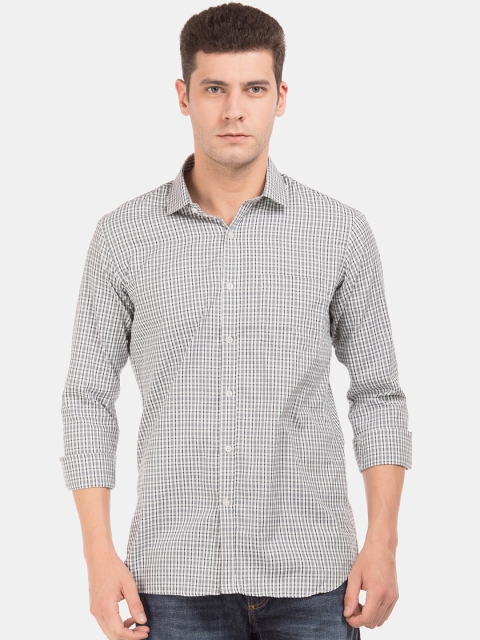 

Excalibur Men White & Grey Slim Fit Checked Casual Shirt