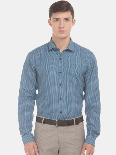 

Excalibur Men Green & Green Regular Fit Checked Formal Shirt