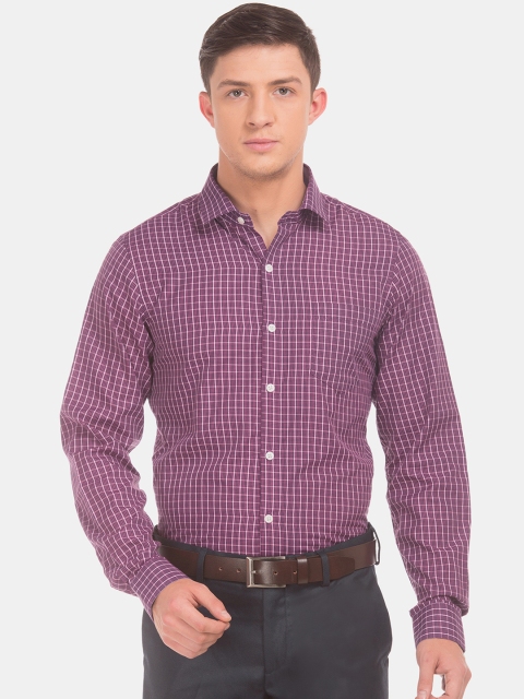 

Excalibur Men Burgundy & White Slim Fit Checked Formal Shirt