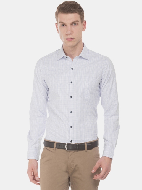 

Excalibur Men Blue & White Slim Fit Checked Formal Shirt