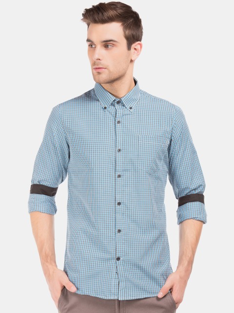 

Excalibur Men Blue & Black Slim Fit Checked Casual Shirt