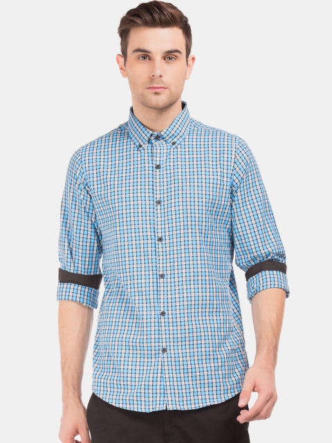 

Excalibur Men Blue Slim Fit Checked Casual Shirt