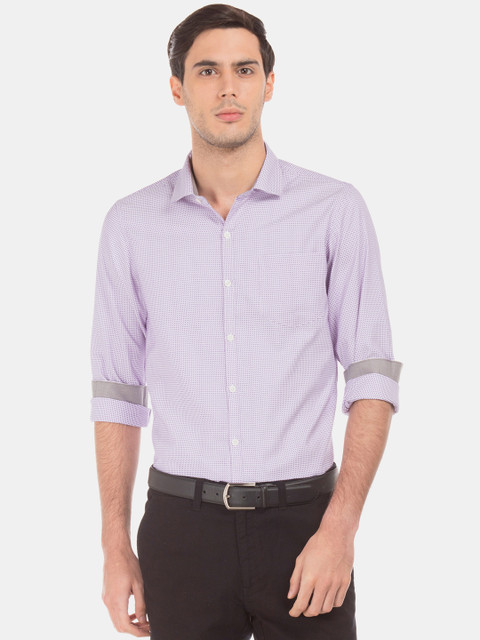 

Excalibur Men Lavender & White Slim Fit Printed Formal Shirt