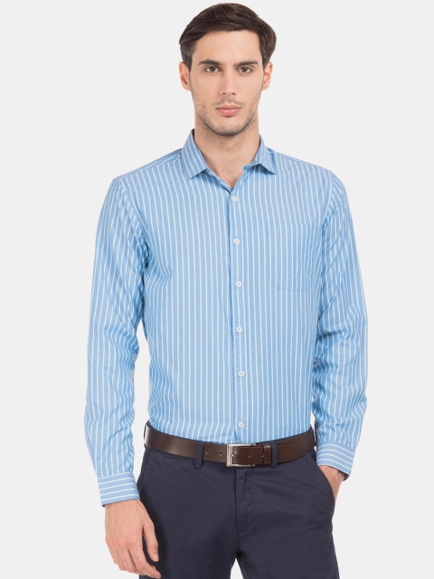 

Excalibur Men Blue & White Regular Fit Striped Formal Shirt