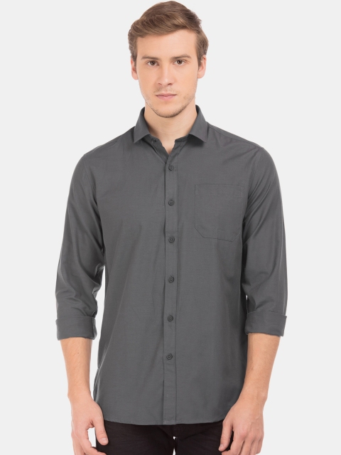 

Excalibur Men Charcoal Grey Regular Fit Solid Casual Shirt