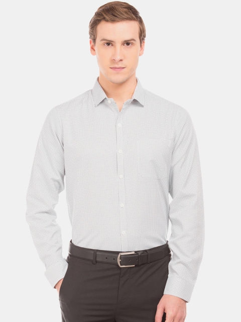 

Excalibur Men White & Grey Slim Fit Checked Formal Shirt