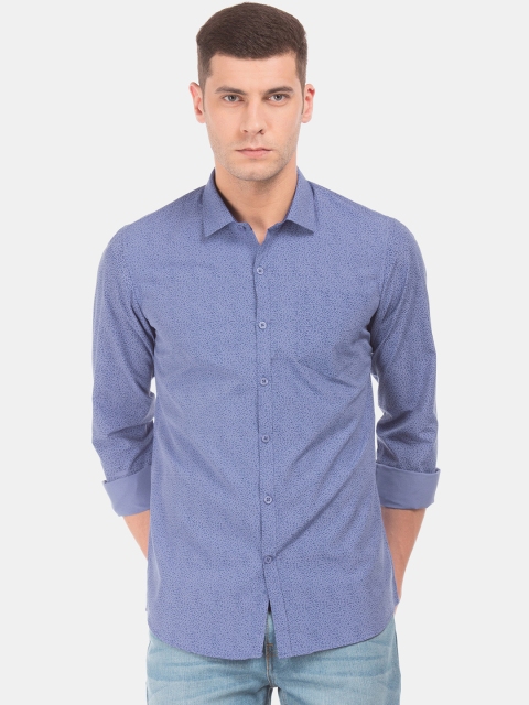 

Excalibur Men Blue Skinny Fit Printed Casual Shirt