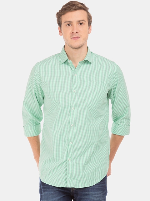 

Excalibur Men Mint Green Regular Fit Checked Casual Shirt