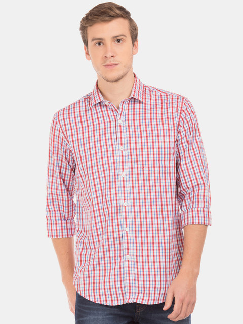 

Excalibur Men Red & White Regular Fit Checked Casual Shirt