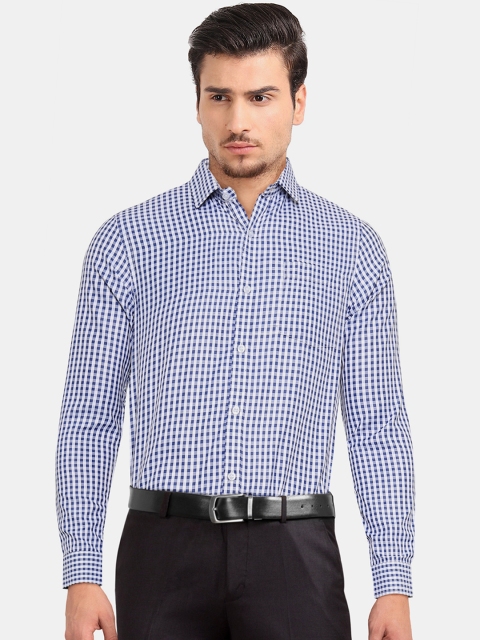 

Excalibur Men Navy Blue & White Regular Fit Checked Formal Shirt