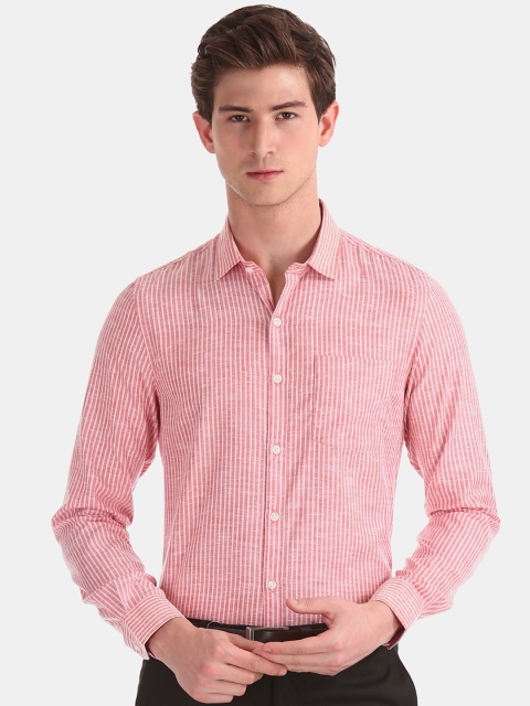 

Excalibur Men Red & White Regular Fit Striped Formal Shirt