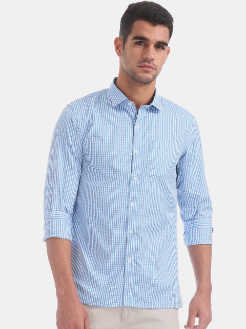 

Excalibur Men Blue & White Regular Fit Checked Casual Shirt